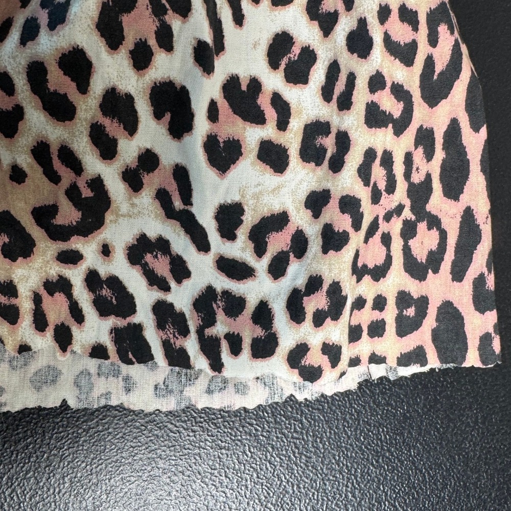 ASOS‎ DESIGN Leopard Print Peplum Cami Top Pink Tan Cotton Keyhole Tie US 2 - Picture 5 of 8